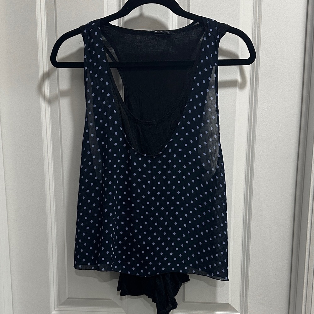 Black Polka Dot Sheer Tank Top
